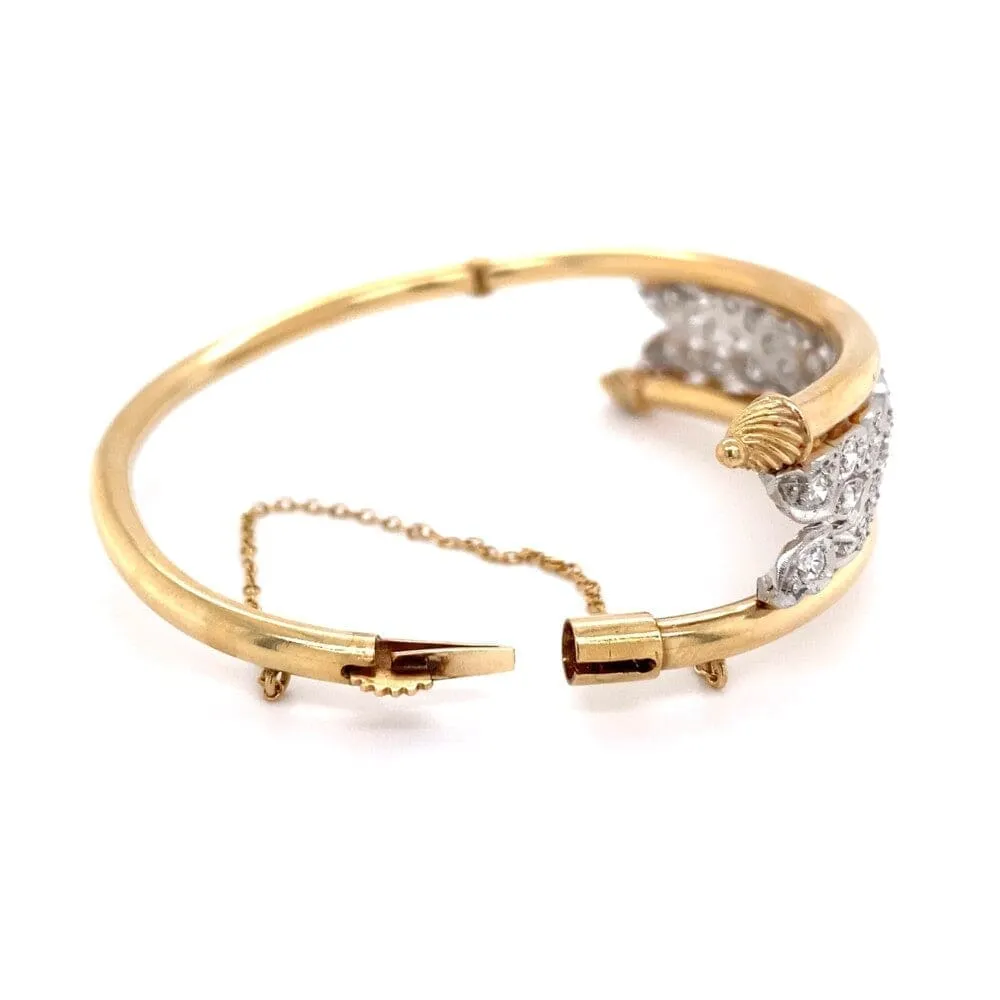 Platinum & 14K Retro .90tcw Diamond Bias Bracelet 20.5g at Regard jewelry in Austin, Texas