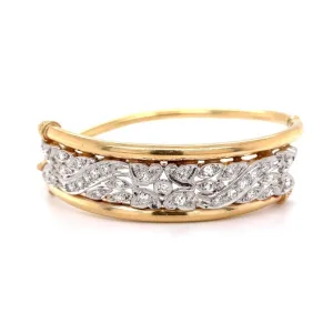 Platinum & 14K Retro .90tcw Diamond Bias Bracelet 20.5g at Regard jewelry in Austin, Texas