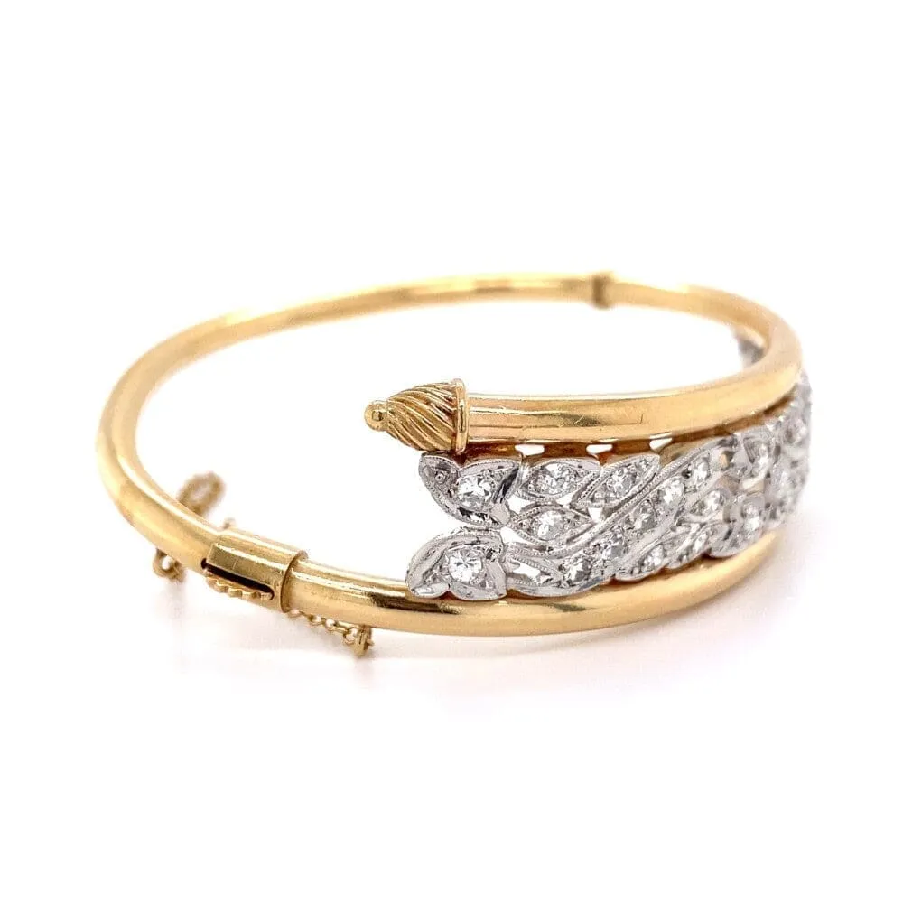 Platinum & 14K Retro .90tcw Diamond Bias Bracelet 20.5g at Regard jewelry in Austin, Texas