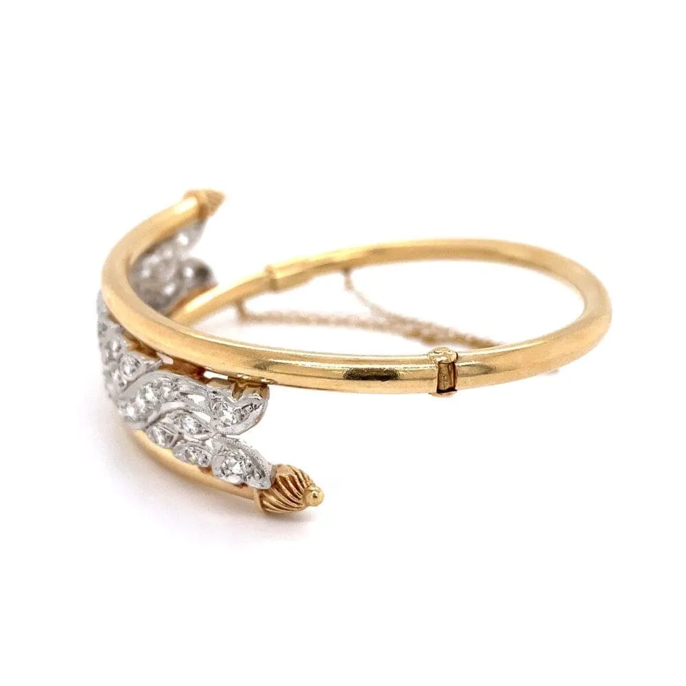 Platinum & 14K Retro .90tcw Diamond Bias Bracelet 20.5g at Regard jewelry in Austin, Texas