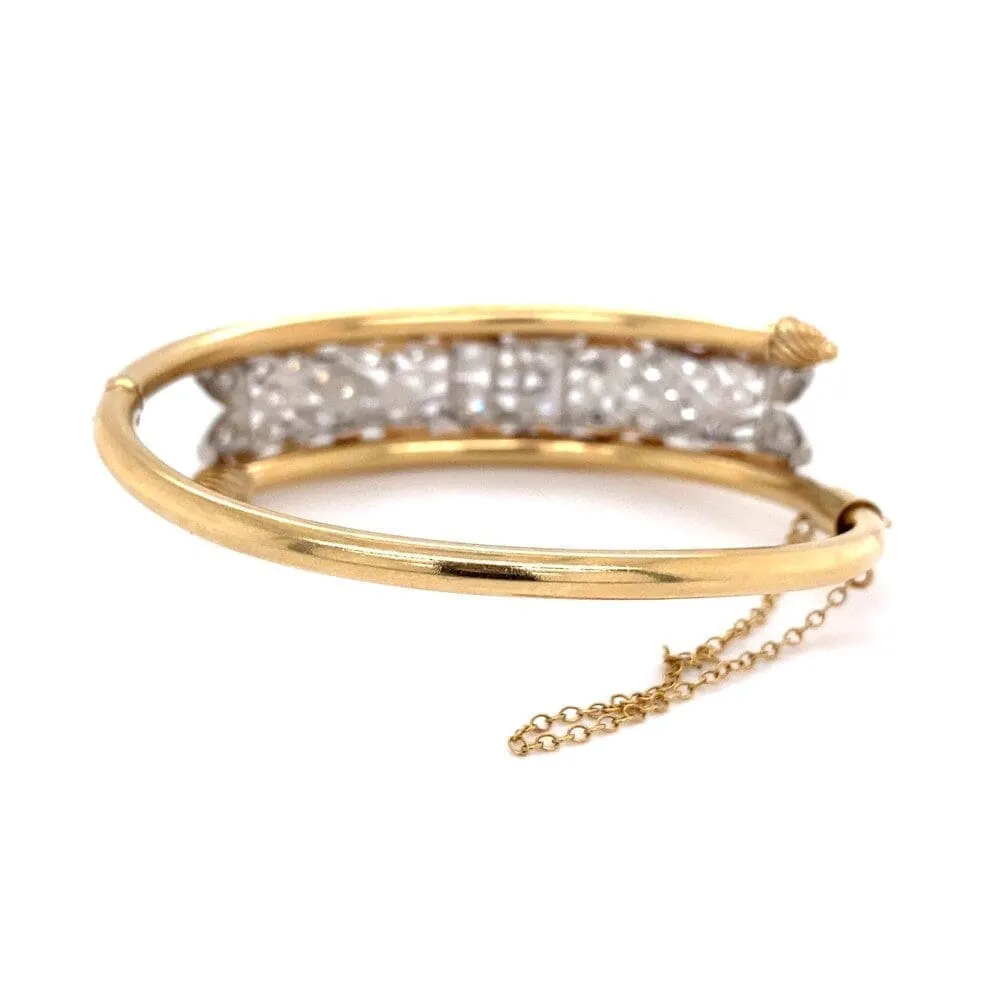 Platinum & 14K Retro .90tcw Diamond Bias Bracelet 20.5g at Regard jewelry in Austin, Texas
