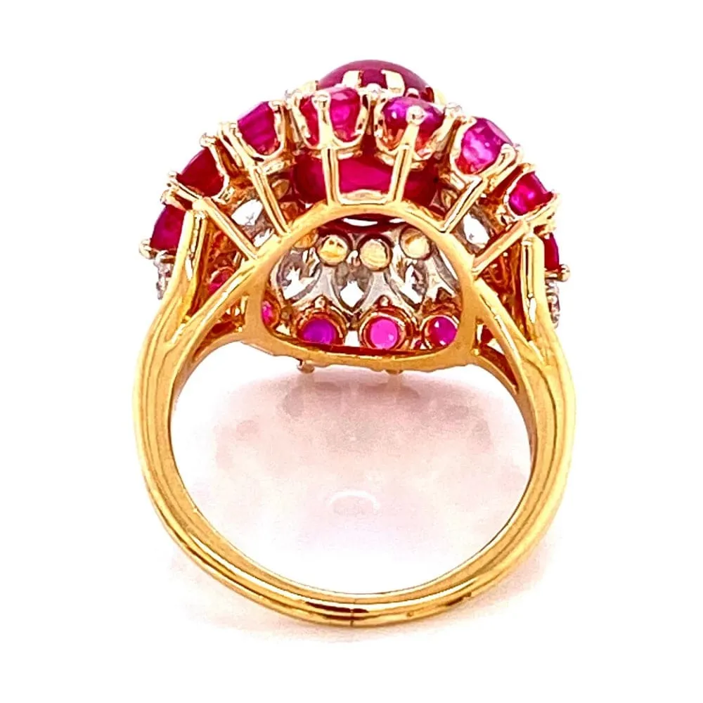 Platinum & 18K 4.91ct Ruby Cabochon BURMA NO HEAT GIA & 1.50tcw Diamond Ring at Regard Jewelry in Austin, Texas