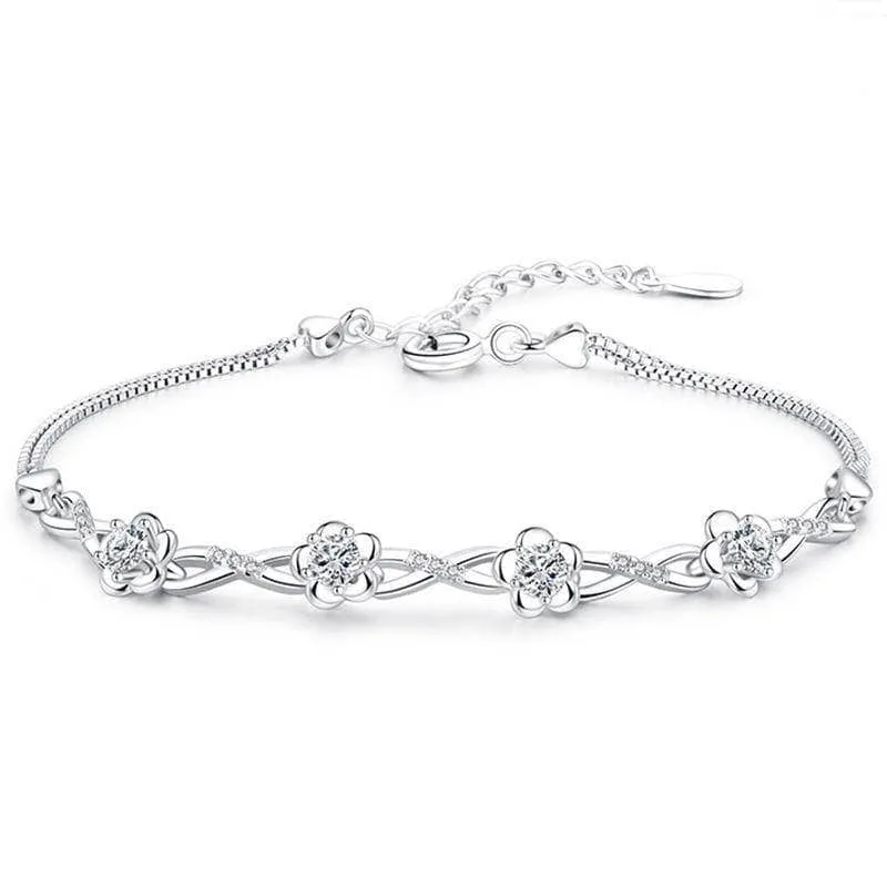 Platinum & Silver Flower Sweet Bracelet