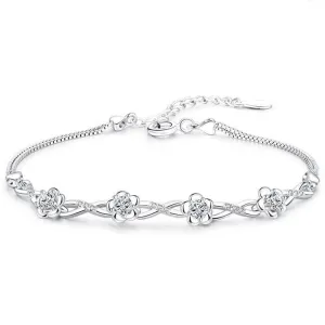 Platinum & Silver Flower Sweet Bracelet