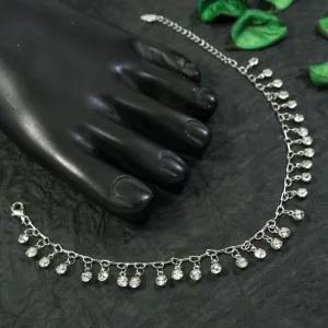 Silver Plated Stone Hanging Chain Anklet