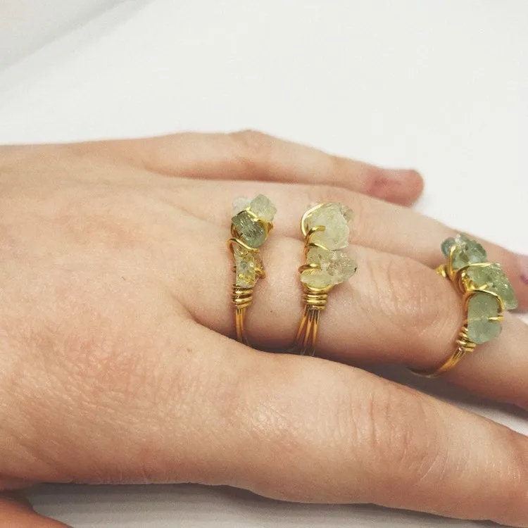 Stackable Wire Wrapped Ring | Aquamarine