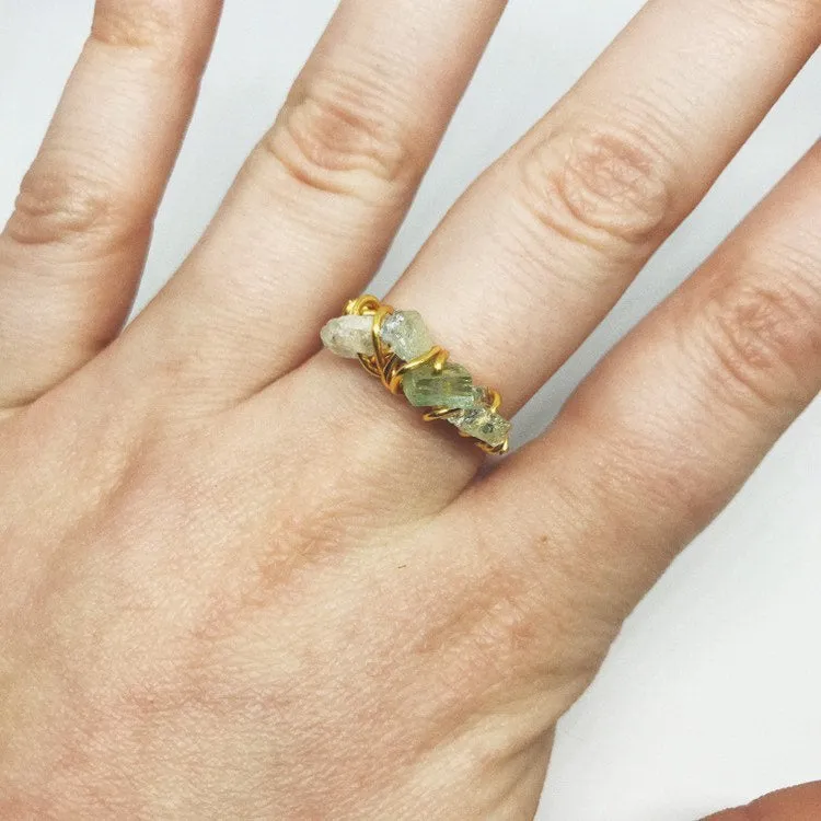 Stackable Wire Wrapped Ring | Aquamarine
