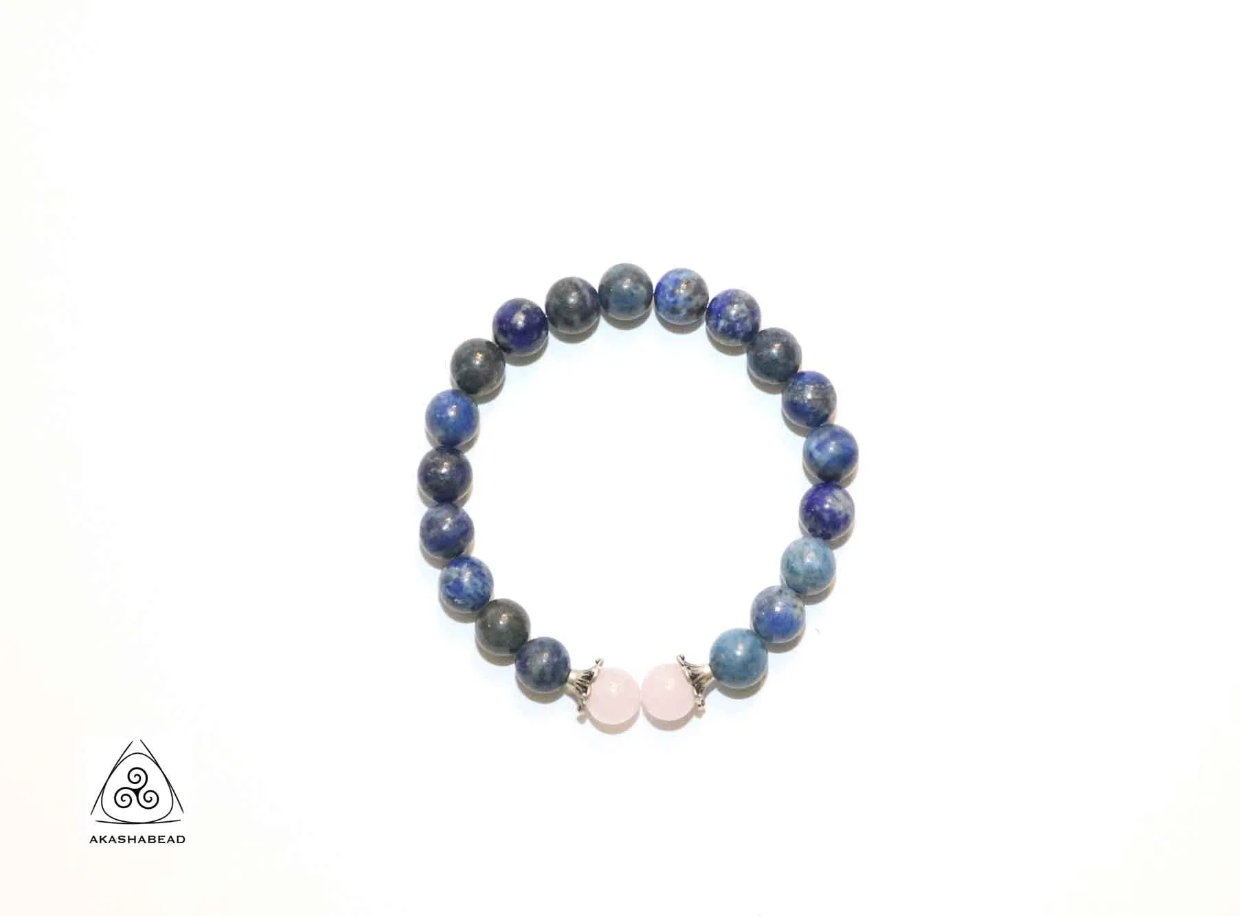 Sterling silver His & Her Trust Bracelet Lapis Lazuli & rose quartz