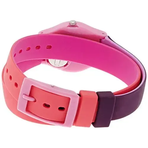 Swatch Fun In Pink Pink Dial Coral and Purple Silicone Ladies Watch LP137
