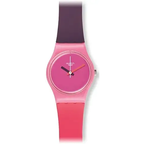 Swatch Fun In Pink Pink Dial Coral and Purple Silicone Ladies Watch LP137
