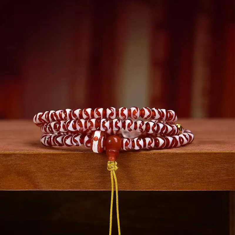 Tiger Tooth Dzi 108 Bead Amethyst Bracelet